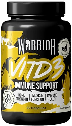 Warrior Vitamin D3 5000 IU – High Strength Vitamin D (Cholecalciferol) Immune System Vitamins & Health Supplements for Muscle Function, Bones Strength & Mood Balance, 60 Days Supply - Made in UK