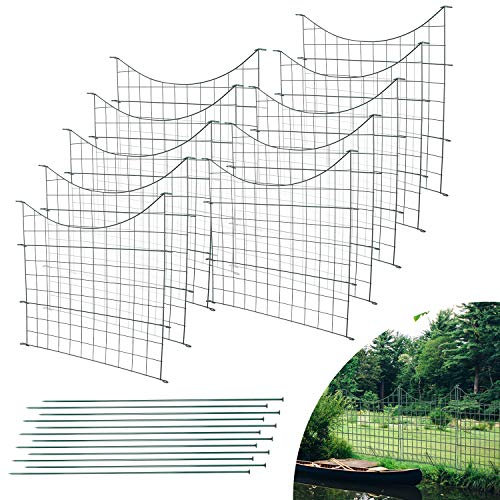 Lospitch Teichzaun Gartenzaun,Zaun Teich 22 tlg 10 Zaunelemente und 12 Befestigungsstäben,Gartenzaun Metall,steckzaun,Freigehege, Teich, Zaun, Gitterzaun,gehege kaninchen (Unterbogen)