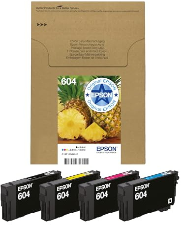 Epson 604 Pineapple, Genuine Multipack, Eco-Friendly Packaging, 4-Colours Ink Cartridges