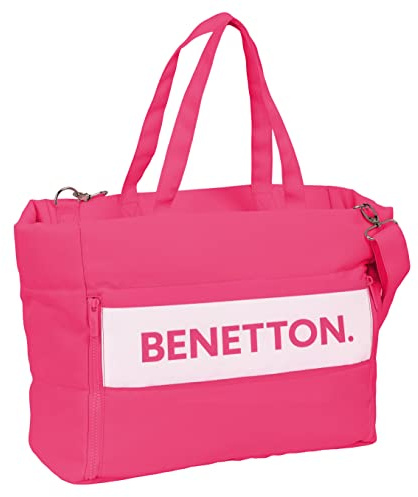 Safta BENETTON Raspberry - Bolso para Portátil 14.1'' con Bolsillo, Mochila, Ideal para Niños de Diferentes Edades, Cómodo y Versátil, Calidad y Resistencia, 54x17x31 cm, Color Rosa fucsia