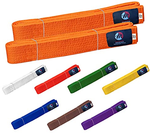 Karate Belt Multiple Colors Martial Arts Taekwondo Sports Belt Judo Karate Belt (280cm, Orange (Pack of 2))
