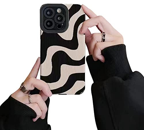 Ownest Handyhülle Kompatibel mit iPhone 15 Pro Hülle Fashion Wave Simple Cute Zebra Stripes Aesthetic Muster Wellen Design Men Frauen Mädchen TPU PC Weiche Silikon Kamera Schutzhülle