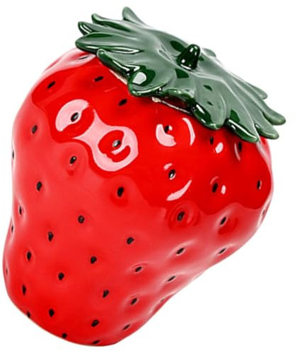 STOBAZA Lata de té de cerámica en forma de fresa de cerámica Galleta Almacenamiento de especias de cocina Tarro de caramelos para té, café, especias, nueces