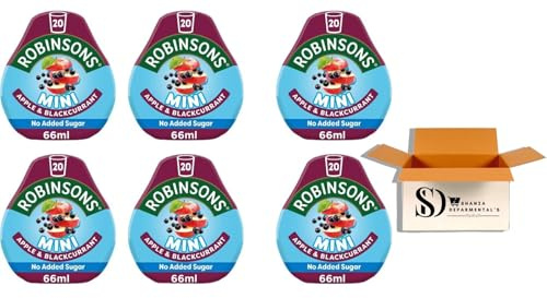 Robinsons Mini Squash No Added Sugar Low Calorie 6x66ml, Apple & Blackcurrant