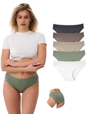 ALYA UNDERWEAR sous-vêtements de Qualité Supérieure pour Femmes, Culotte Taille Mi-Haute en Coton Biologique Respirant, Culottes Confortables pour Dames (Multicolor-P09, XL)