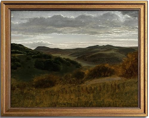 KBKBART Gold Framed Vintage Landscape Wall Art Home Decor, Retro Mountain Vintage Painting Prints, Moody Countryside Farmhouse Landscape Wall Decor, Canvas Wall Art for Living Room Bedroom Home Bathroom Decor(8x10)