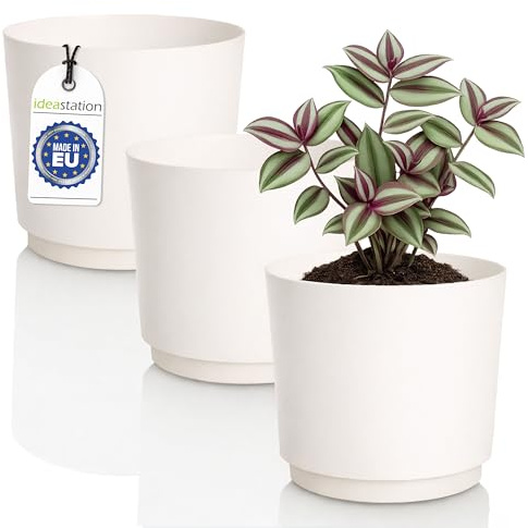 idea-station MATA - Macetero (3 x 14,5 cm, 1,8 L), color blanco