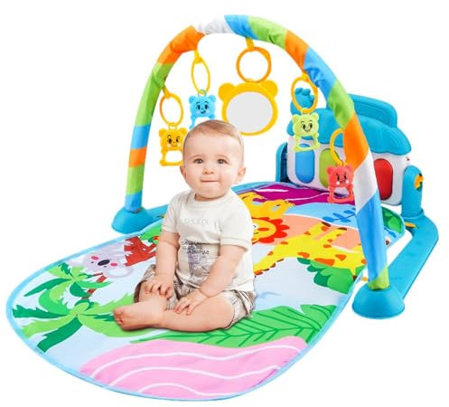 Baby Spielmatte mit Spielbogen, Baby Spieldecke mit Musik, Lichtern und Abnehmbar Babyspielzeug, Baby Aktivitätsmatte, Baby Spielbogen Pädagogisches Spielzeug für 0-36 Monate Baby Mädchen Junge