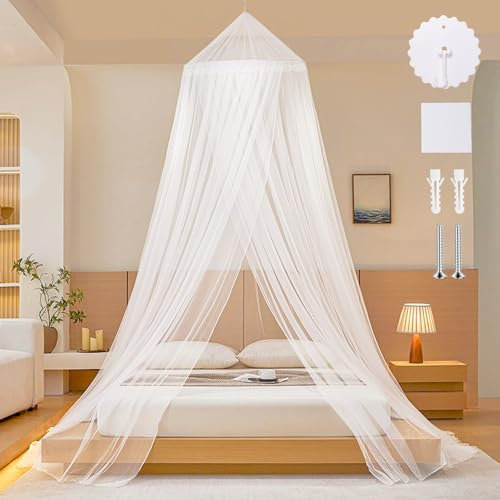 Mosquito Net For Bed, Dome Single Door White Bed Canopy, Bed Net With Ceiling Hook, Double Mosquito Proof, Reading Corner Canopy for Travel and Household 60×250×1100CM