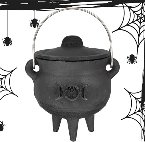 Witch Cauldron Pot - Halloween Candy Holder, dekorativer Hexen - | Schwarzer Plastik -Halloween -Wasserkocher mit Griff, großer gruseliger Stützkessel, Party bevorzugt Container für Trick- oder Be