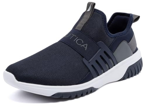 Nautica Men’s Slip-On Sneakers – Lightweight Mesh Walking Shoes with Cushioned Sole, Breathable Comfort, and Casual Athletic Style-Junyo-Navy Charcoal-10