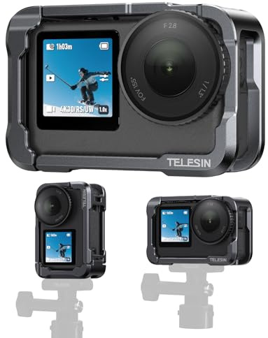 TELESIN Kanin metallbur för DJI Osmo Action 6 | Skyddsram med snabbfrigöring, 1/4 tum skruv och kallclog för DJI Action 6-kameratillbehör