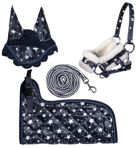 Brama West Hobby Horsing Kit complet : licol, tricot, couverture et bonnet anti-mouches pour cheval à bataille, accessoires pour chevaux de bataille, jeux et tournois (étoile)
