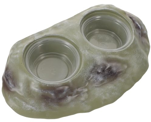 ANDRESLAD Mensola Magnetica Doppia Ciotola per Alimentazione Rettili, Vassoio Sospeso in Plastica Liscia per Gechi, Tartarughe e Insetti, Accessorio Habitat per Piccoli Animali, Verde
