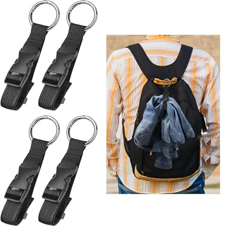 4 Pack Luggage Straps Hands-Free Adjustable for Connecting Luggage Backpack | Add a Bag Luggage Straps Suitcase Straps Luggage Straps for Suitcases with Metal O-Ring Clip Easy to Carry Your Extra Bags