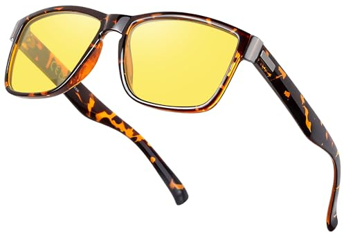 Ulknyss Lunettes Conduite de Nuit Homme Femme Polarisés Anti éblouissement Verre Jaune Lunette Vision Nocturne