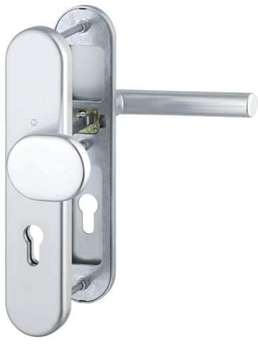 HOPPE 3885844 Sicherheits-Wechselgarnitur Amsterdam-auf Langschild Profilzylinder Entfernung 92mm,für Türstärke 67-72mm, ohne Kernziehschutz, VK 8