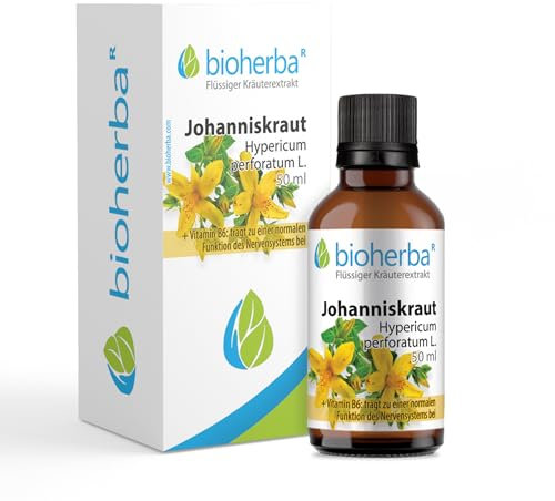 Johanniskraut Tropfen, Tinktur 50 ml – Hochdosierter Extrakt mit Vitamin B6 für Nervensystem, Homocystein-Stoffwechsel & Bildung roter Blutkörperchen von BIOHERBA PZN 17187391