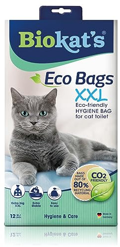 Biokat's Eco Bags XXL - Beutel zur Auslage in der Katzentoilette für hygienischen Wechsel der Katzenstreu - 1 Packung (1 x 12 Beutel)