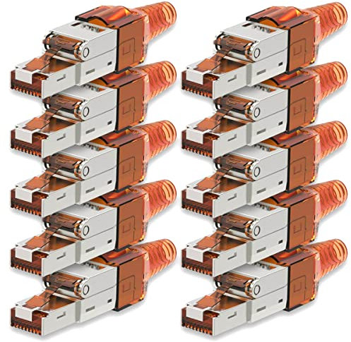 UC-Express Netzwerkstecker CAT7 RJ45-10x RJ45 Netzwerk Stecker Steckverbinder - werkzeuglos - geschirmt - mit Zugentlastung - CAT 7 CAT7a LAN Netzwerkkabel