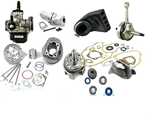 MAXI KIT GRUPPO TERMICO RACING + ALBERO MOTORE ANTICIPATO Per 50 130 PK XL APE 50 CONO 20 CARBURATORE 24 COLLETTORE LAMELLARE