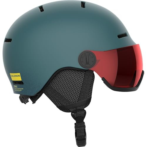 Salomon Orka Visor Kinder Helm Ski Snowboarden, Integrierter Komfort, einfach anzupassende Passform und leicht, Grau, KM 5356
