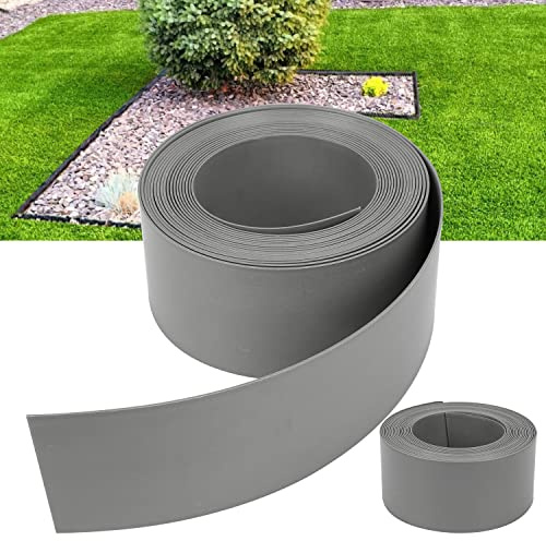 Ansobea Bordo per prato, in plastica, facile da lavorare, in plastica robusta, resistente ai raggi UV e alle intemperie, per aiuole, prato, invisibile, 10 m x 10 cm (lunghezza x altezza), grigio