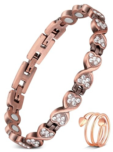 Jecanori Pure Copper Bracelets for Women, Effective Copper Magnetic Healing Bracelets for Women, Jewelry Gifts with Sizing Tool