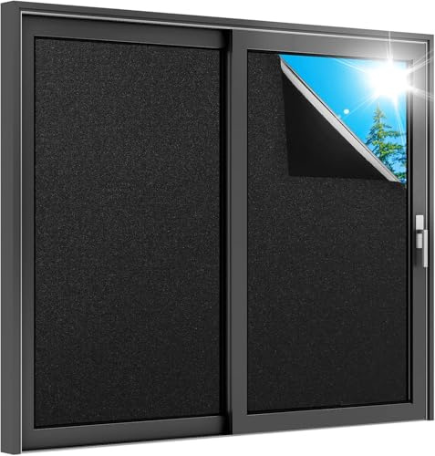 rabbitgoo Window Film, Sun Protection Film, Self-Adhesive, Opaque Privacy Film, Blackout Film, Window Film, Anti-UV for Home, Bathroom, Office, Living Room, Black, 90 x 300 cm