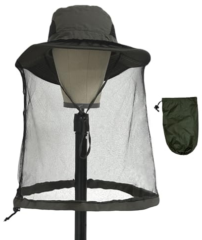 FUIPVGI Chapeau Safari avec Moustiquaire Dissimulée d'Apiculteur - Casquette avec Filet Face Cover à Séchage Rapide
