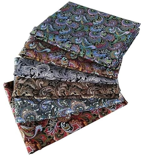 CraftsFabrics 6 scampoli di tessuto di cotone con motivo cachemire, per trapuntatura e patchwork, per lavori fai da te e cucito