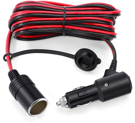 GUNGY 4M Cable de Extensión Mechero Coche 12V/24V Cable Alargador Mechero con Interruptor Adaptador Encendedor de Cigarrillos a Toma Encendedor a Enchufe con Fusible 15A