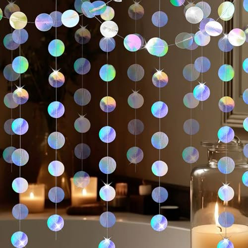4 Stück Glitzer Deko Party,Papier Girlande Geburtstag,Bunt Glitzer Girlande,4m Kreis Banner Girlanden,Hängende Iridescent Runde Garland Dekoration,für Geburtstag Hochzeit Aufhängen Party Deko (Bunte)