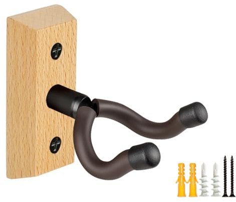 Guitar Wall Mount, Beech Wood Guitar Hanger, U-Shaped Guitar Wall Hanger Mount, Guitar Holder Hook Stand Wall Mount Guitar Accessories For Acoustic, Electric Guitar, Banjo, Bass, Ukulele