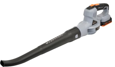 BUYSTAR Soffiatore Elettrico Cordless - con Batteria 2000 mAh, Turbo 12V, Motore 775#, Caricabatteria 0.5A, Senza Cavi, per Giardino, Pulizia - Modalità ECO e TURBO
