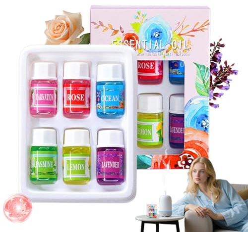 Olio per diffusore - Miscela di soluzioni profumate da 9 x 7 cm, set di mini bottiglie portatili, fragranze miste da 6 pezzi per purificare l' energizzante ed edificante | Spazio interno Camera d