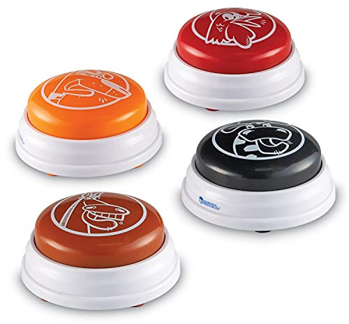 Learning Resources Tier Antwort-Buzzer, Alter 3+, Lernspielzeug mit Tiergeräuschen, Interaktive Quiz- und Unterrichtsspiele, Set mit 4 Buzzern