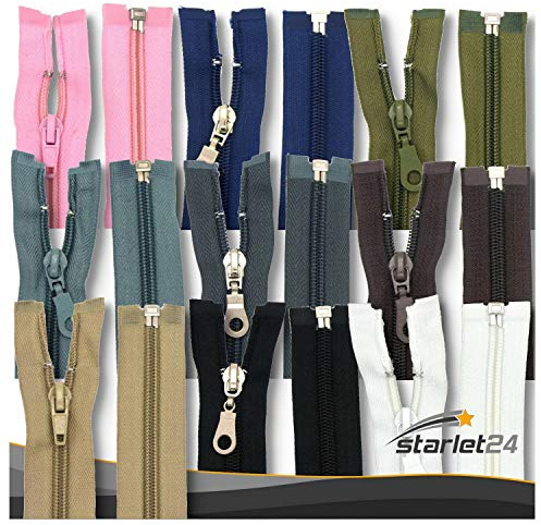 Chiusura lampo a spirale perlon da 6 mm in nylon, divisibile, per giacche e borse, nero, 70 cm