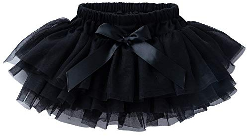 Anbaby Baby Girls Soft Tutu Skirt Toddler Ruffled Pants Diaper Cover Black 12-24M