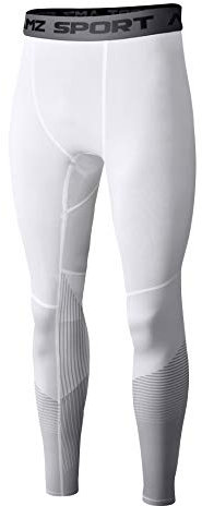 AMZSPORT Herren Sport Kompressionshose Laufhose Baselayer Leggings Trainingshose - Weiß XXL