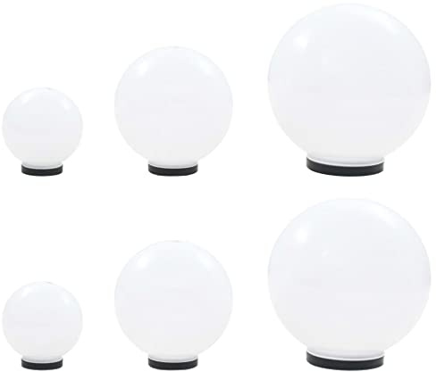 vidaXL Juego 6X Lámparas Bola LED Esféricas Iluminación Jardín Decorativa para Senderos Patios Balcones Ajustables Útiles Automáticas PMMA 20/30/40cm