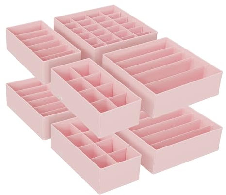 SONGMICS Unterwäsche-Organizer 8er Set, Schubladen-Organizer faltbar, Ordnungssystem Kleiderschrank, Aufbewahrungsbox Schrank, Stoffboxen Aufbewahrung, für BHs Socken Krawatten, rosa RUS008P01