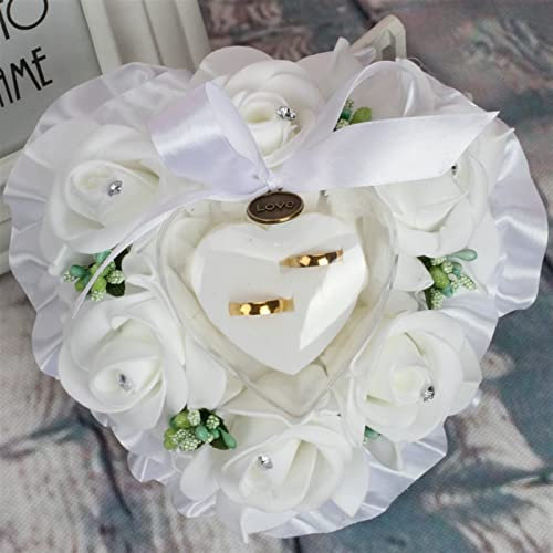 Lifup Oreiller Anneau de Mariage,Porte-alliances en Forme de cœur,Coussin pour bagues Mariage Vert 15_x_15_cm