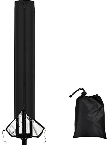 Pinsheng Copertura per Stendibiancheria Rotante, 210D Oxford Nero Anti-UV Copertina Protettiva Impermeabile con Cerniera per Stendino a Ombrello, Piccola Copri Ombrellone da Giardino165x16x16cm