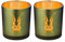 EDZARD 2er-Set Windlicht Teelichtglas Hase, außen grün/innen Gold, Hasen-Design, Höhe 8 cm, ø 7 cm