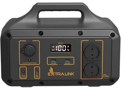EXTRALINK Powerstation 510Wh – Tragbarer Stromspeicher mit 230V AC, USB-C 100W & LCD, Powerstation mit Solarpanel kompatibel - Idealer Stromspeicher bei Blackout, Camping & Stromausfall
