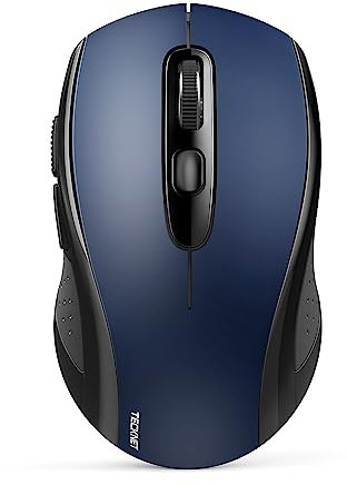 TECKNET Bluetooth Maus, 4000 DPI Maus Kabellos (Tri-Mode: BT 5.0/3.0+2.4GHz) Funkmaus mit USB-Empfänger, Ergonomische Tragbare Mouse Bluetooth für Laptop PC Computer, Mac OS, Android, Windows, Blau