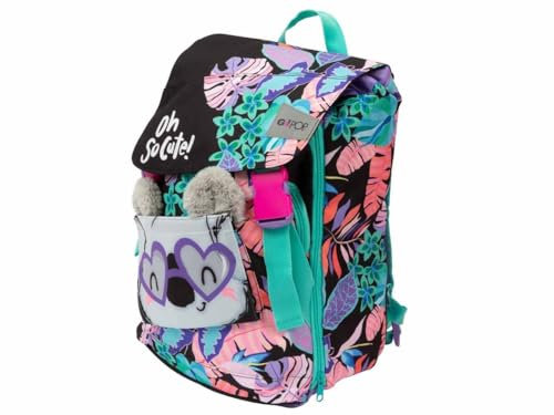 PRESTIGE & DELUXE Gopop Schulrucksack Schulranzen Schultasche Koala Giochi Preziosi 5 Pop Up Schnappverschluss, blau