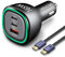 UOUCOO 165W Zigarettenanzünder USB C Auto Ladegerät,PD3.1 140W/ PD3.0 100W PPS45W KFZ Ladegerät USB C Autoladegerät Adapter Schnellladegerät-für MacBook Pro/Air,Type-C Tablet Laptop/Samsung/iPhone