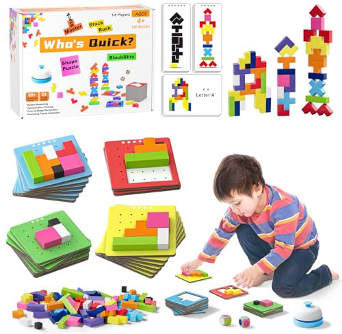 Giochi Montessori Puzzle Bambini 3 Anni Puzzle Legno Creativo,Giochi Bambini Regalo di Natale di Compleanno,Giocattolo educativo Cubo,Expression Puzzle Building Blocks per età 3 4 5 6 Anni